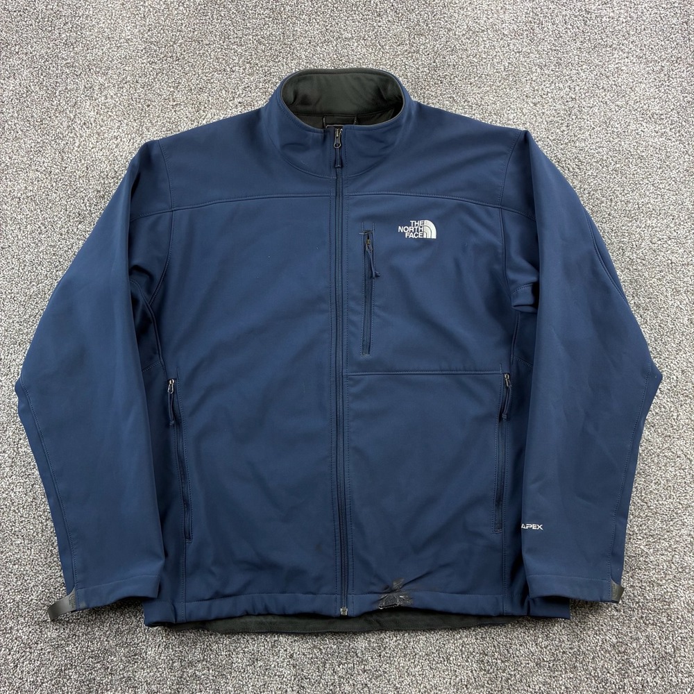 The North Face Apex Softshell Jacket Mens XL Blue Full Zip Fleece Lined Bionic